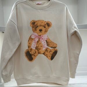 Pink Lily Cream Teddy Bear Sweatshirt